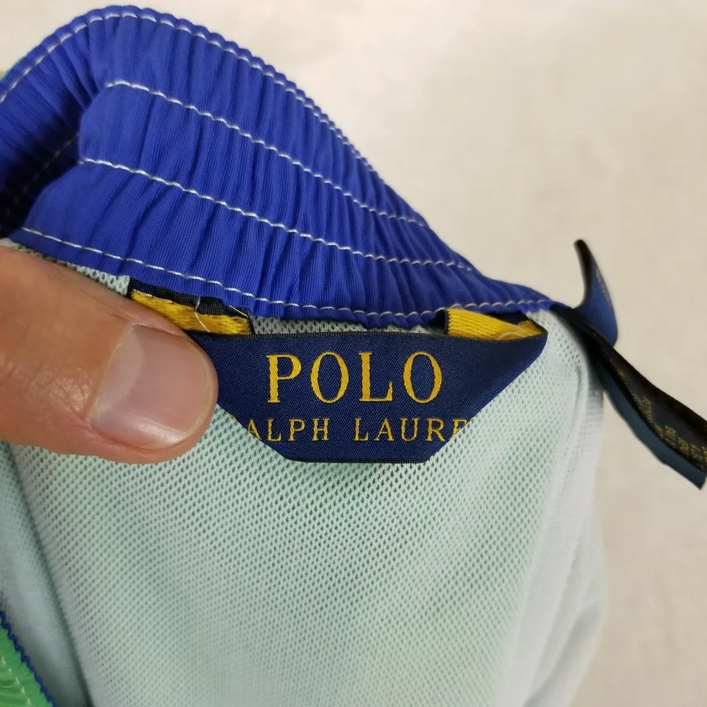 Polo Ralph Lauren Swim Trunks Men 4XLT Green Cargo Pocket Embroidered‎ Pony